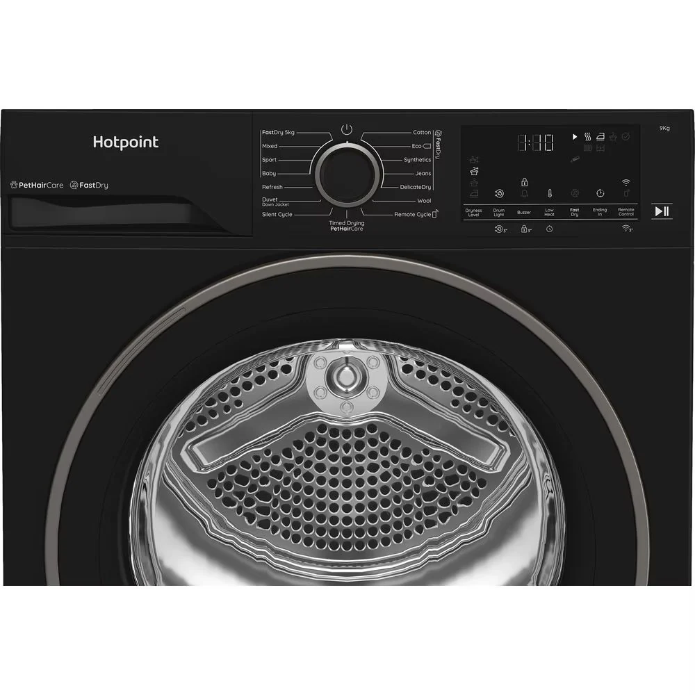 Hotpoint CHD94MBBSUK 9kg Heat Pump Tumble Dryer with HomeWhiz Black - Image 2