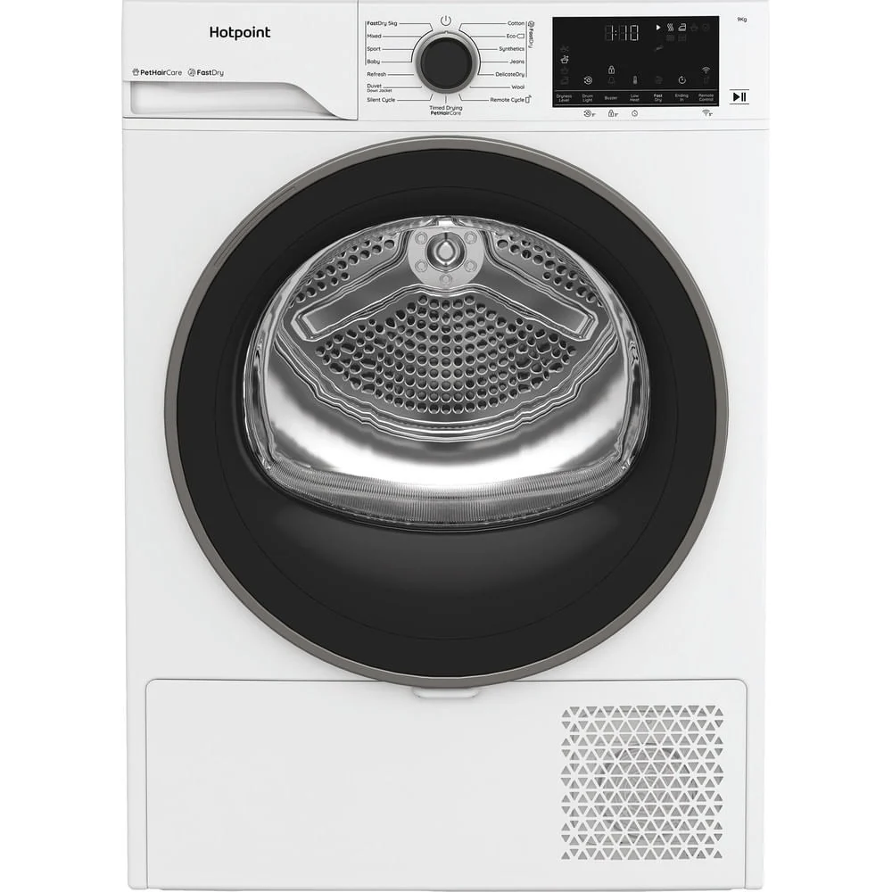 Hotpoint CHD94MWBSUK Freestanding 9kg Heat Pump Tumble Dryer with Fabric Care White