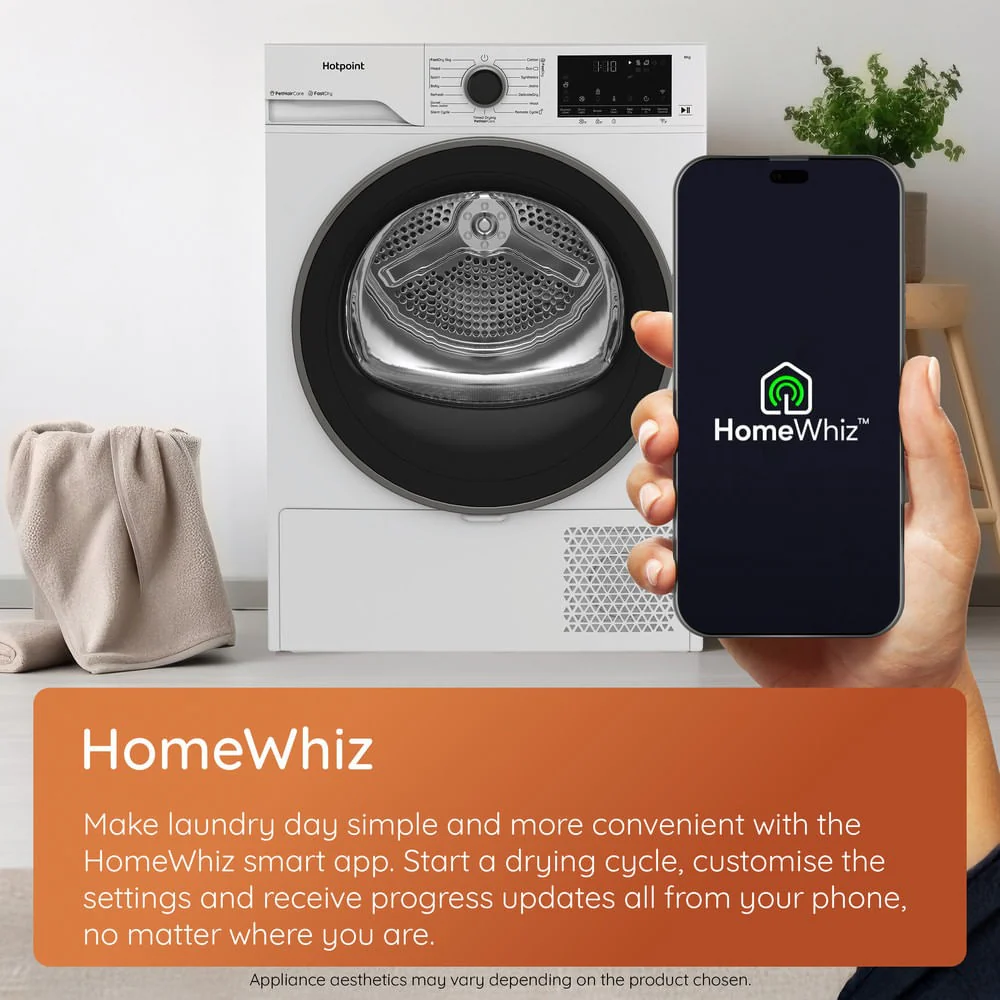 Hotpoint CHD94MWBSUK Freestanding 9kg Heat Pump Tumble Dryer with Fabric Care White - Image 10