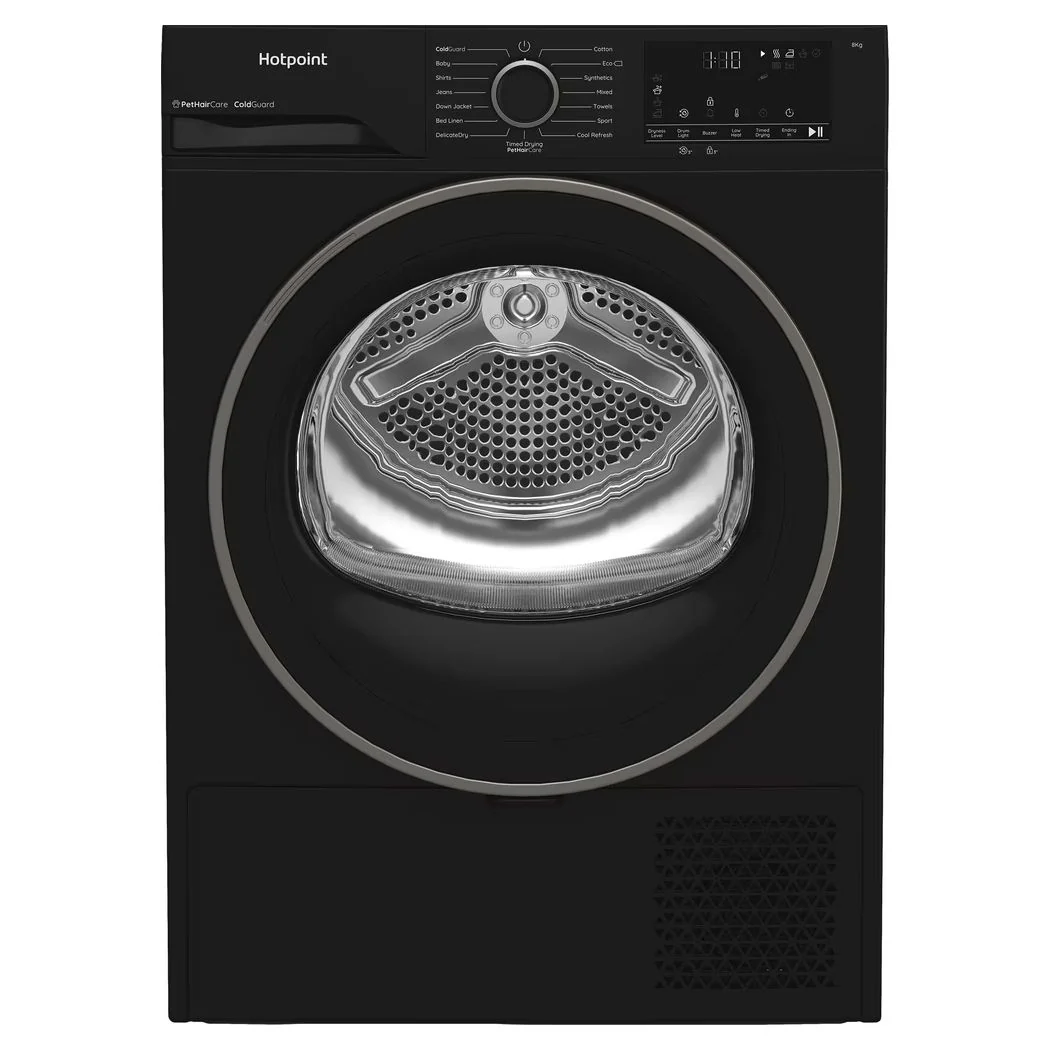 Hotpoint CHSD82MBBUK 8kg Heat Pump Tumble Dryer with Pet Hair Care Black