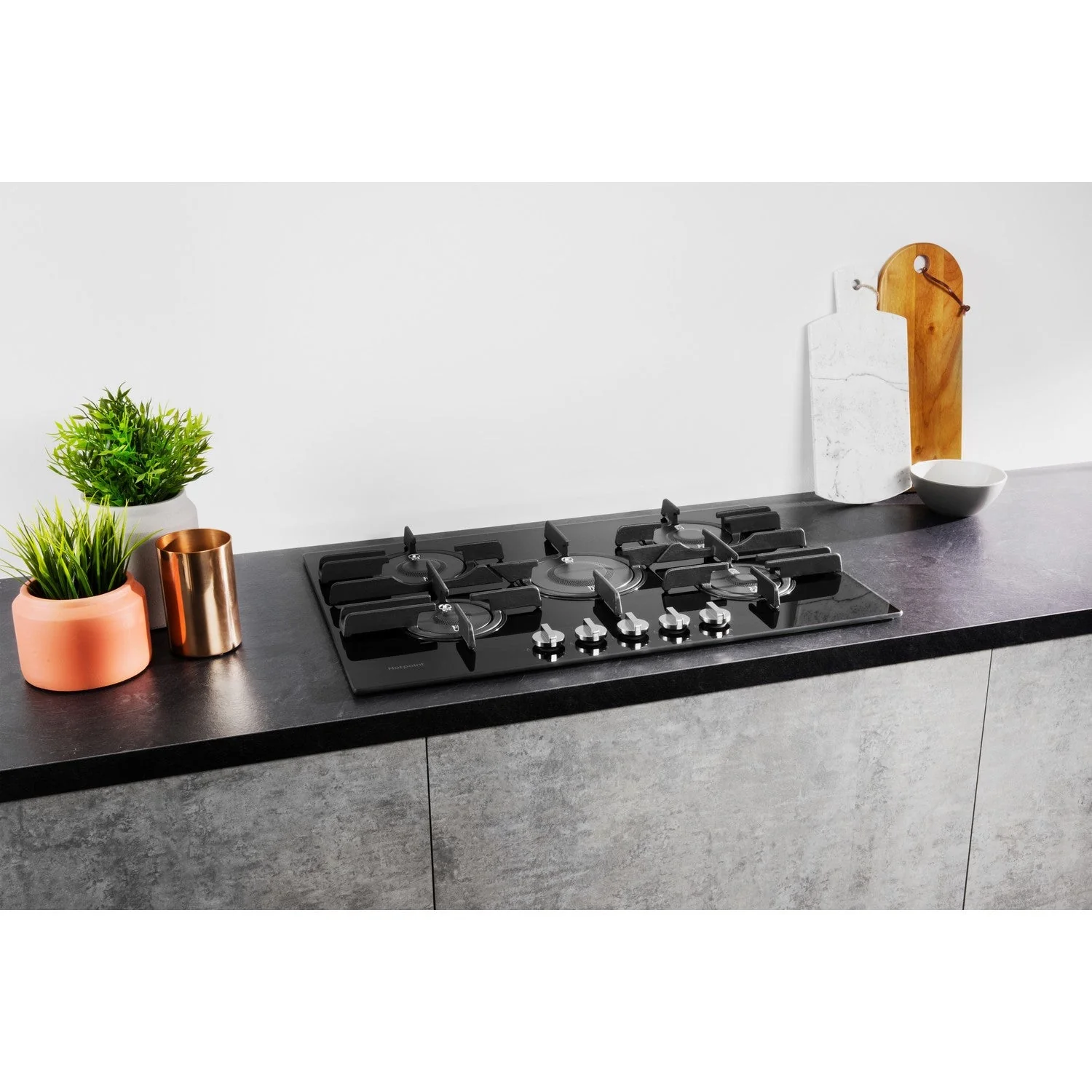 Hotpoint FTGHG751DHBK 75cm 5 Burner Gas on Glass Hob with Vertical Flame Black - Image 9