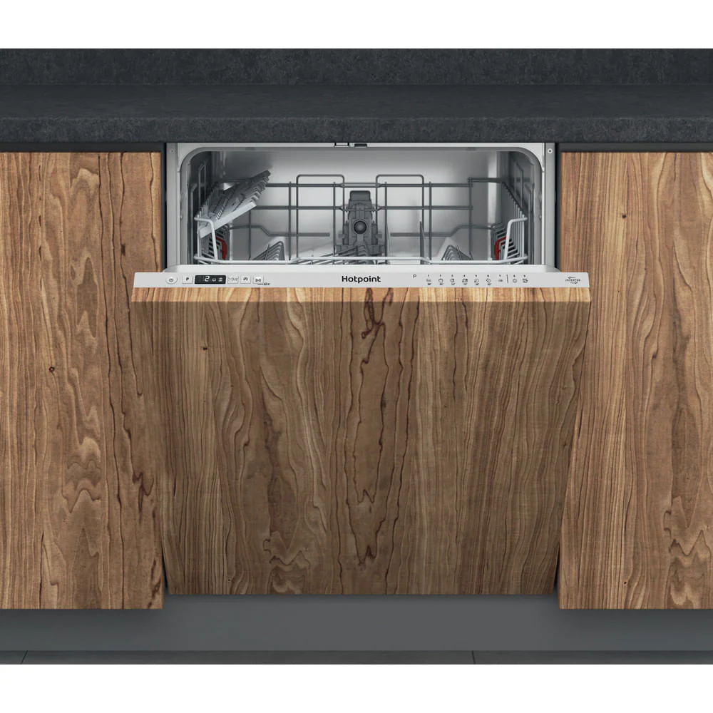 Hotpoint H2I HD526 UK Integrated Full Size Dishwasher 14 Place Settings with Rapid Wash Silver H2IHD526