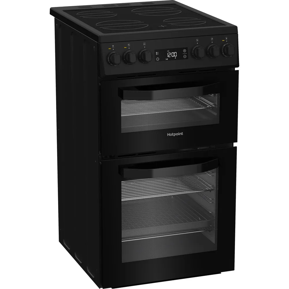 Hotpoint HDE5VDCB 50cm Electric Double Cooker with Ceramic Hob Black - Image 3