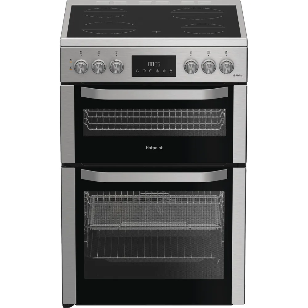 Hotpoint HDE6VDCAX 60cm Electric Double Cooker with Air Fry Stainless Steel
