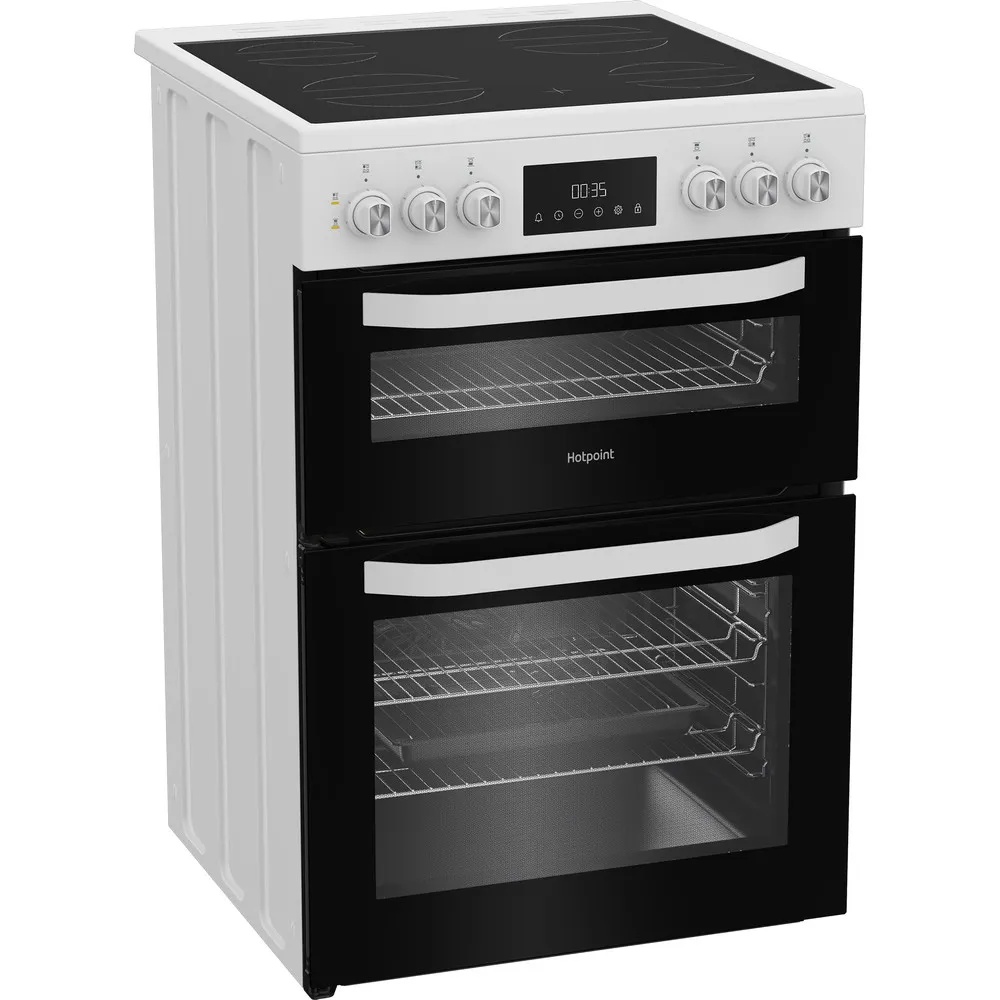 Hotpoint HDE6VDW 60cm Electric Double Cooker with Induction Hob White - Image 3