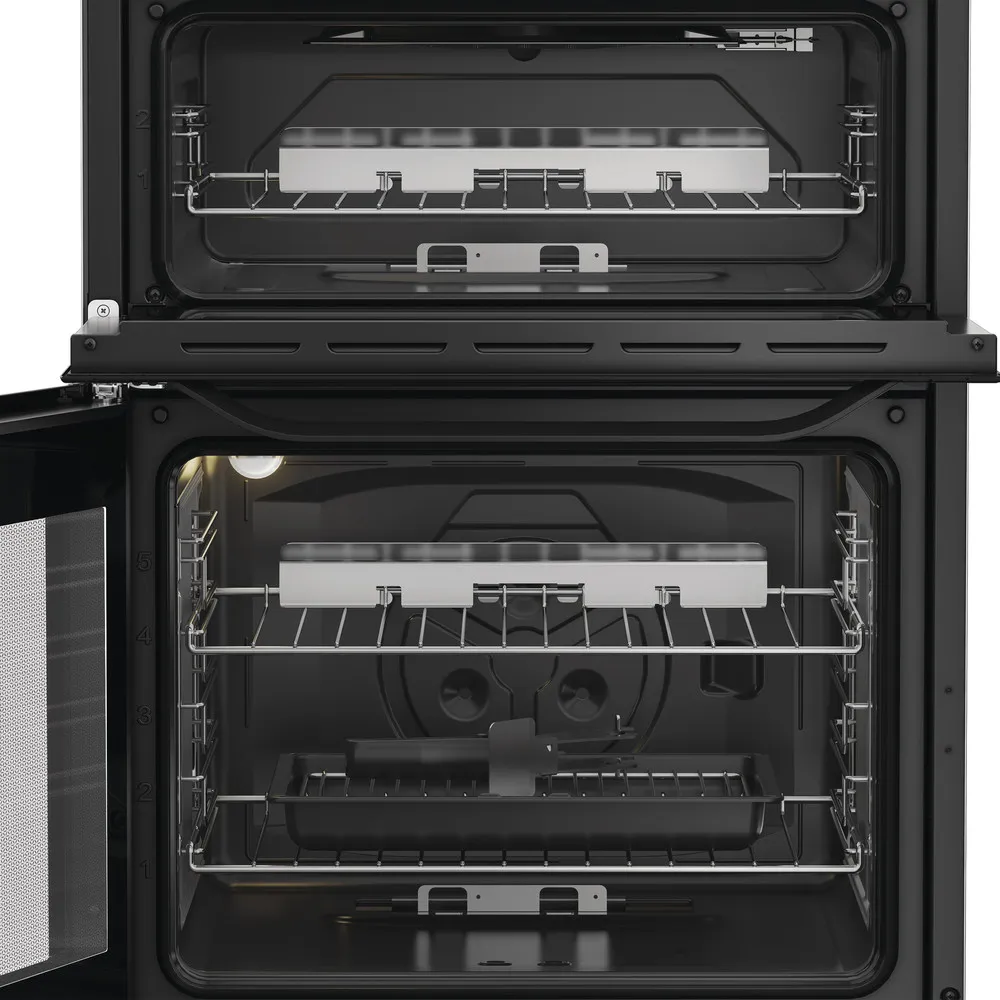 Hotpoint HDG6GDCB1 60cm Gas Double Cooker with Glass Lid Black - Image 4