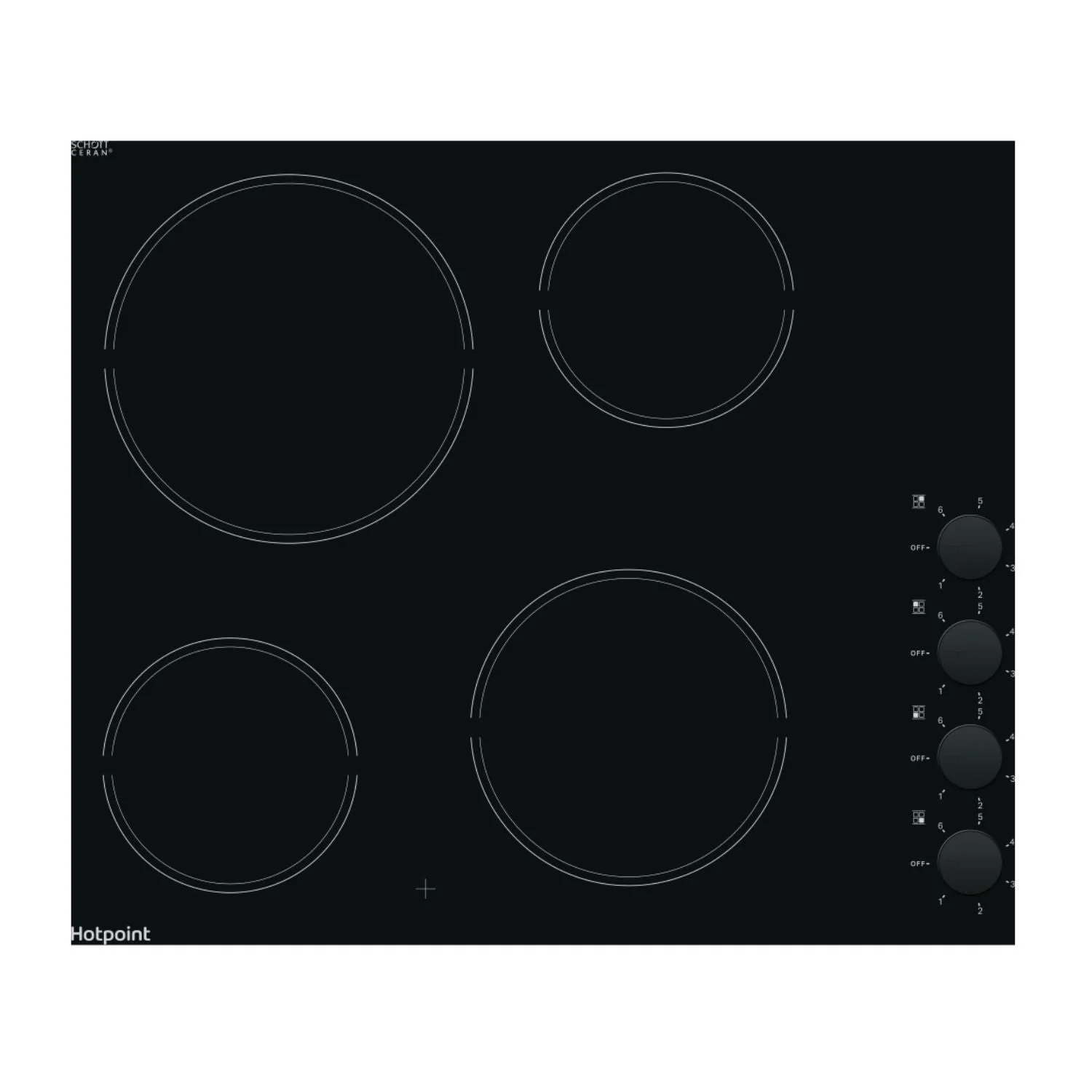 Hotpoint HR620RH 60cm 4 Zone Control Electric Ceramic Hob Black