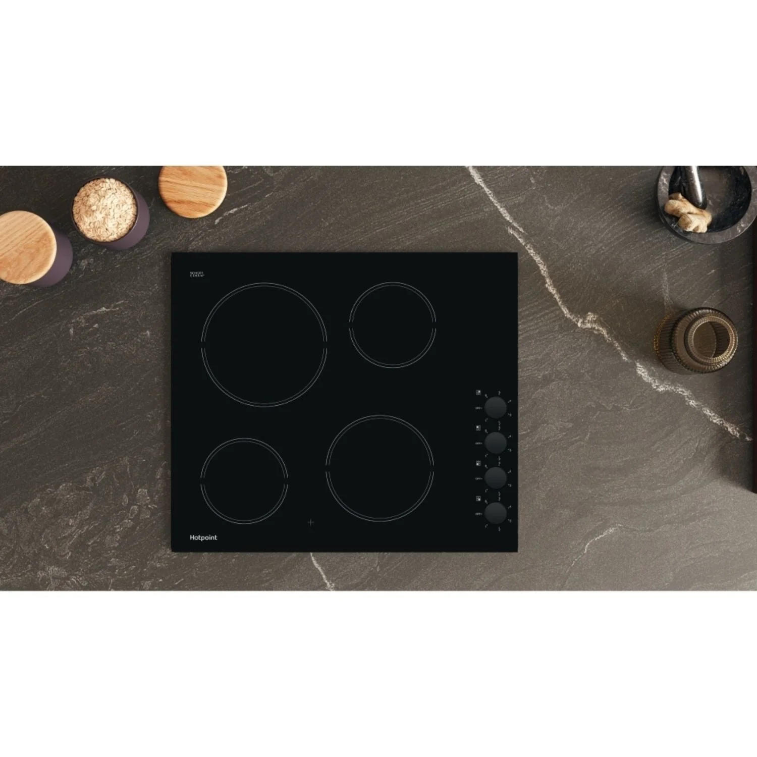 Hotpoint HR620RH 60cm 4 Zone Control Electric Ceramic Hob Black - Image 5