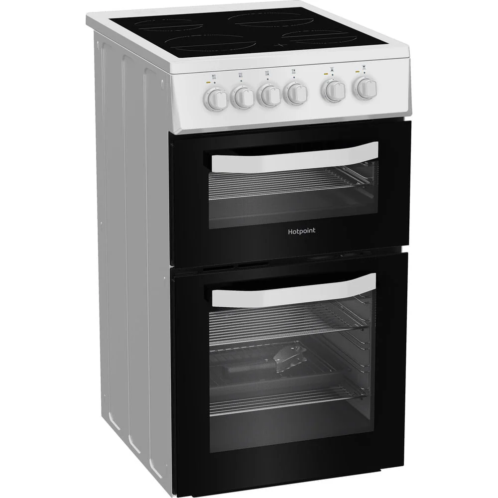 Hotpoint HTE5VCW Freestanding Electric Twin Cooker With Ceramic Hob White - Image 3