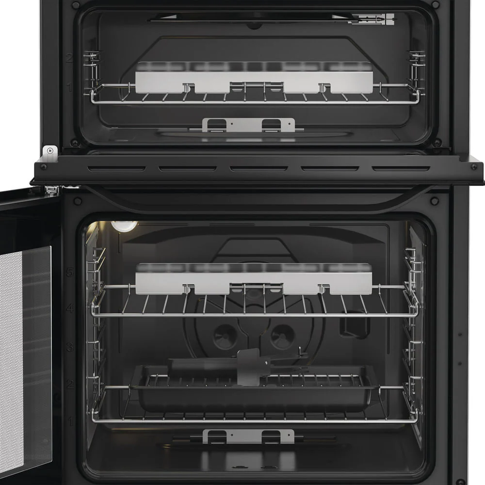 Hotpoint HTG6GDCB1 60cm Gas Twin Cooker with Glass Lid Black - Image 4
