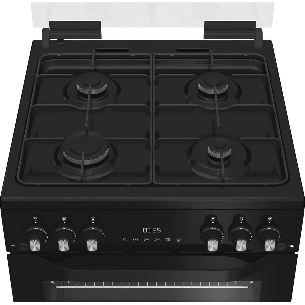 Hotpoint HTG6GDCB1 60cm Gas Twin Cooker with Glass Lid Black - Image 5