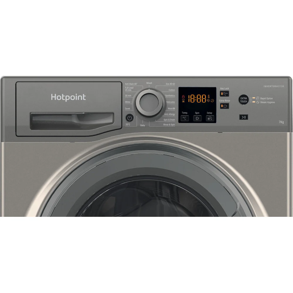 Hotpoint NSWF7469GGUK 7kg 1400 Spin Anti-Stain Washing Machine Graphite - Image 2
