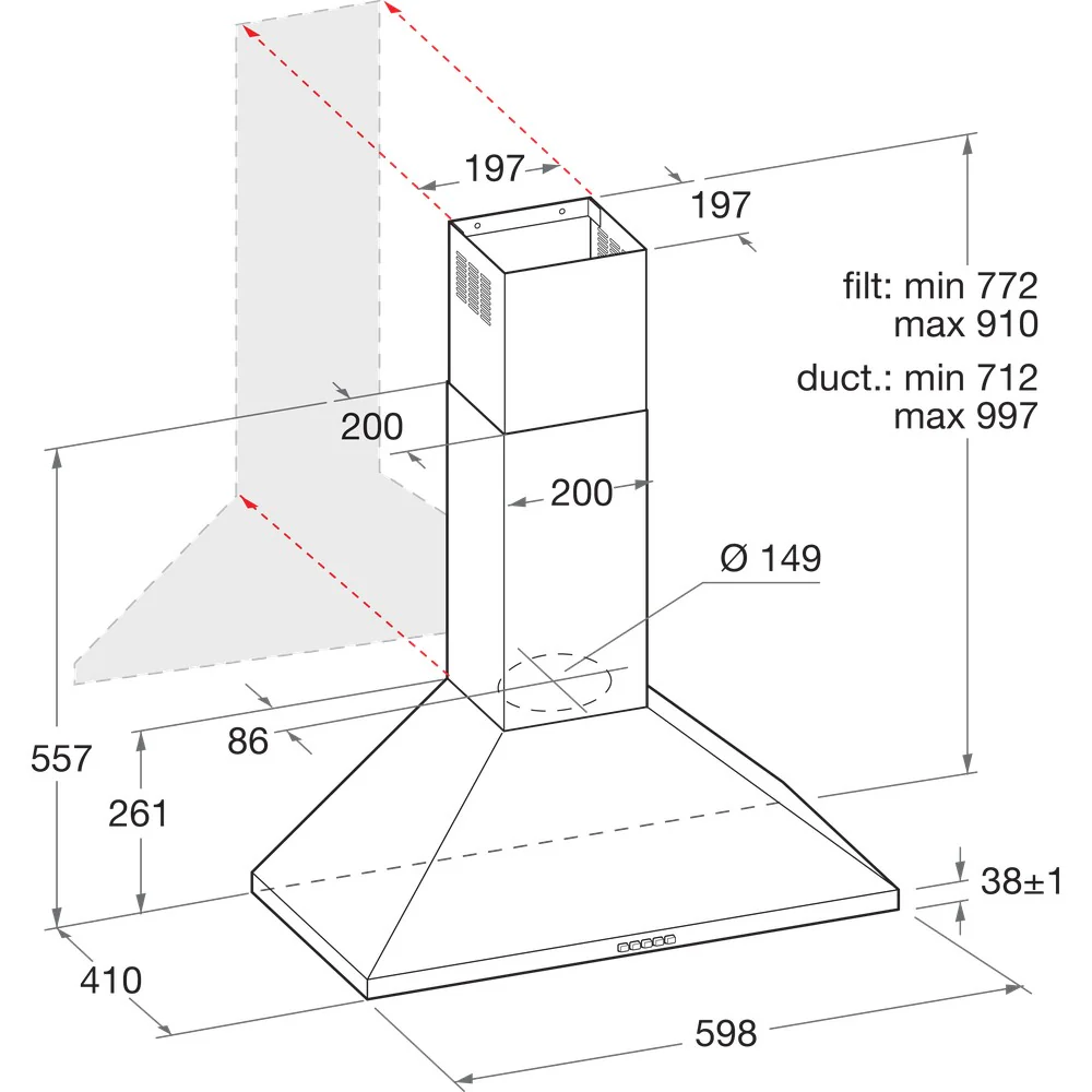 Hotpoint PHPN65FLMX1 Cooker Hood Stainless Steel - Image 5