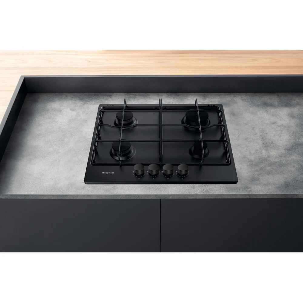 Hotpoint PPH60PFNB 60Cm Gas Hob Mulitflame With Enamel Pan Supports Black - Image 4