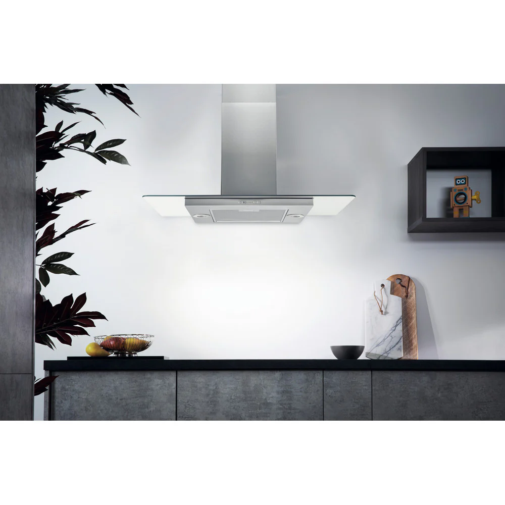 Hotpoint UIF93FLBX 90cm Wide Chimney Island Cooker Hood Stainless Steel - Image 4
