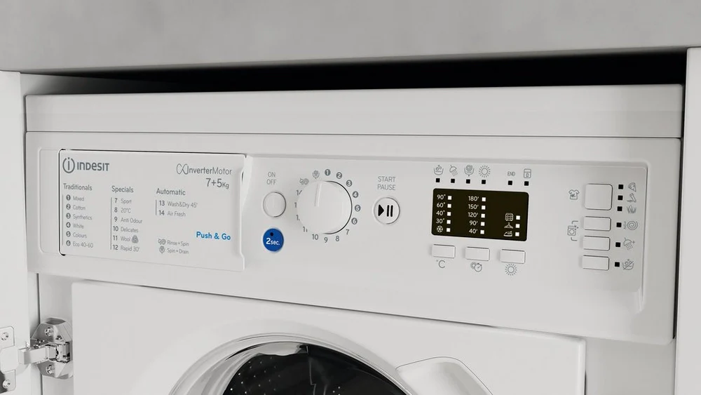 Indesit BIWDIL75148 7kg+5kg 1400 Spin Integrated Washer Dryer White - Image 2