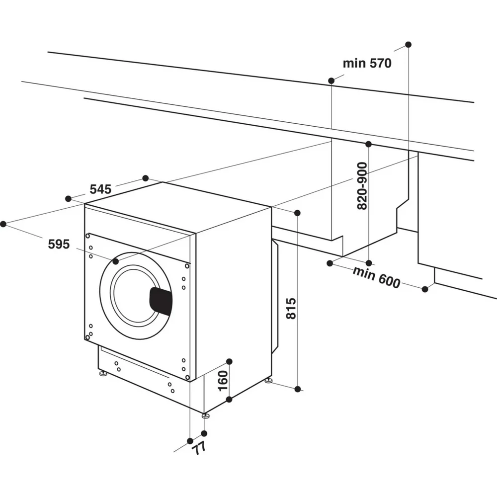 Indesit BIWDIL75148 7kg+5kg 1400 Spin Integrated Washer Dryer White - Image 3