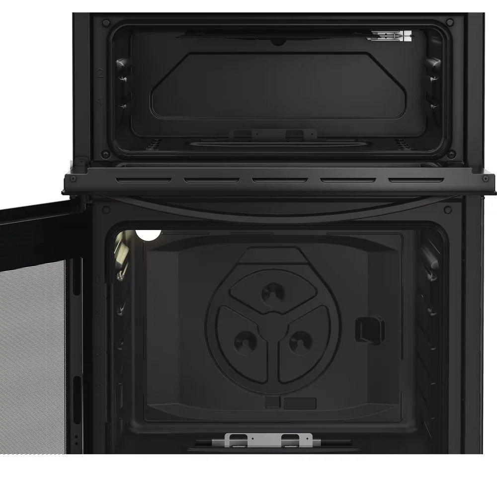 Indesit IDG6GB 60cm Freestanding Double Oven Gas Cooker Black - Image 3