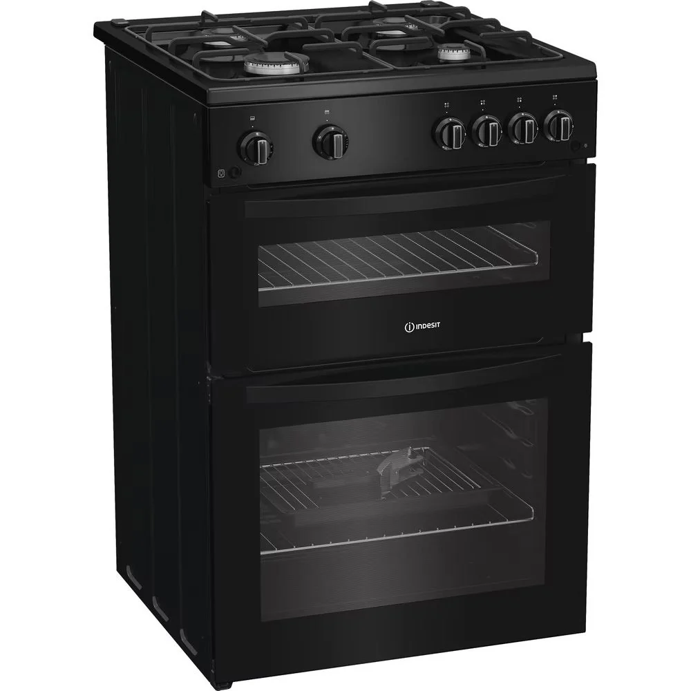 Indesit IDG6GB 60cm Freestanding Double Oven Gas Cooker Black - Image 5