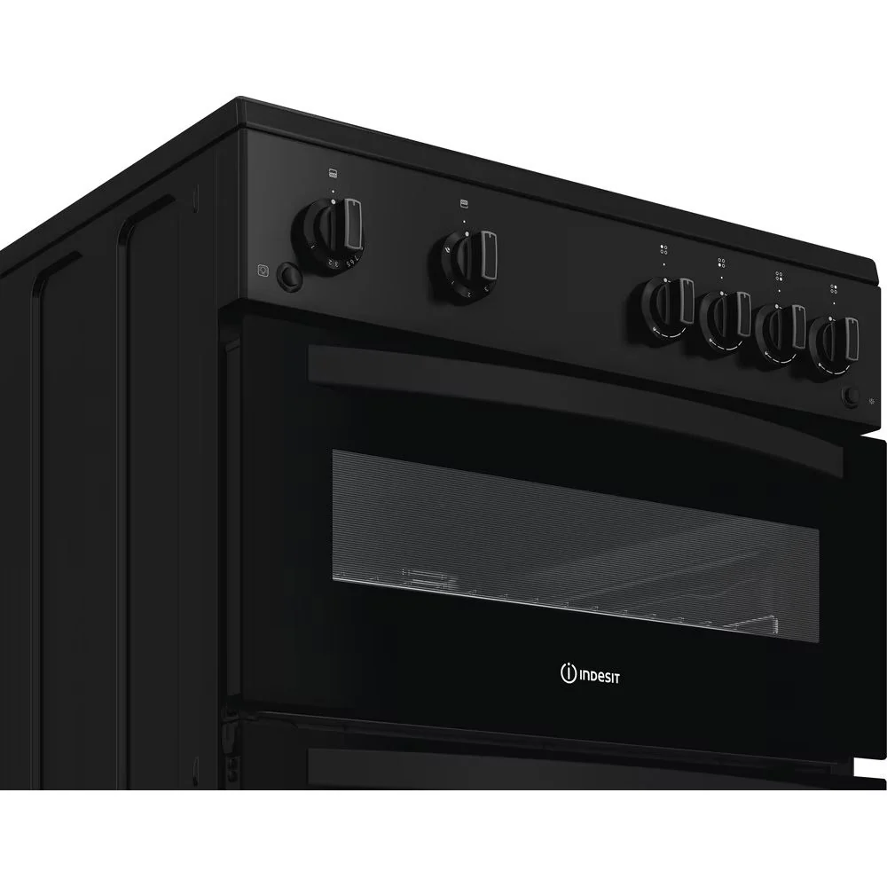 Indesit IDG6GB 60cm Freestanding Double Oven Gas Cooker Black - Image 6
