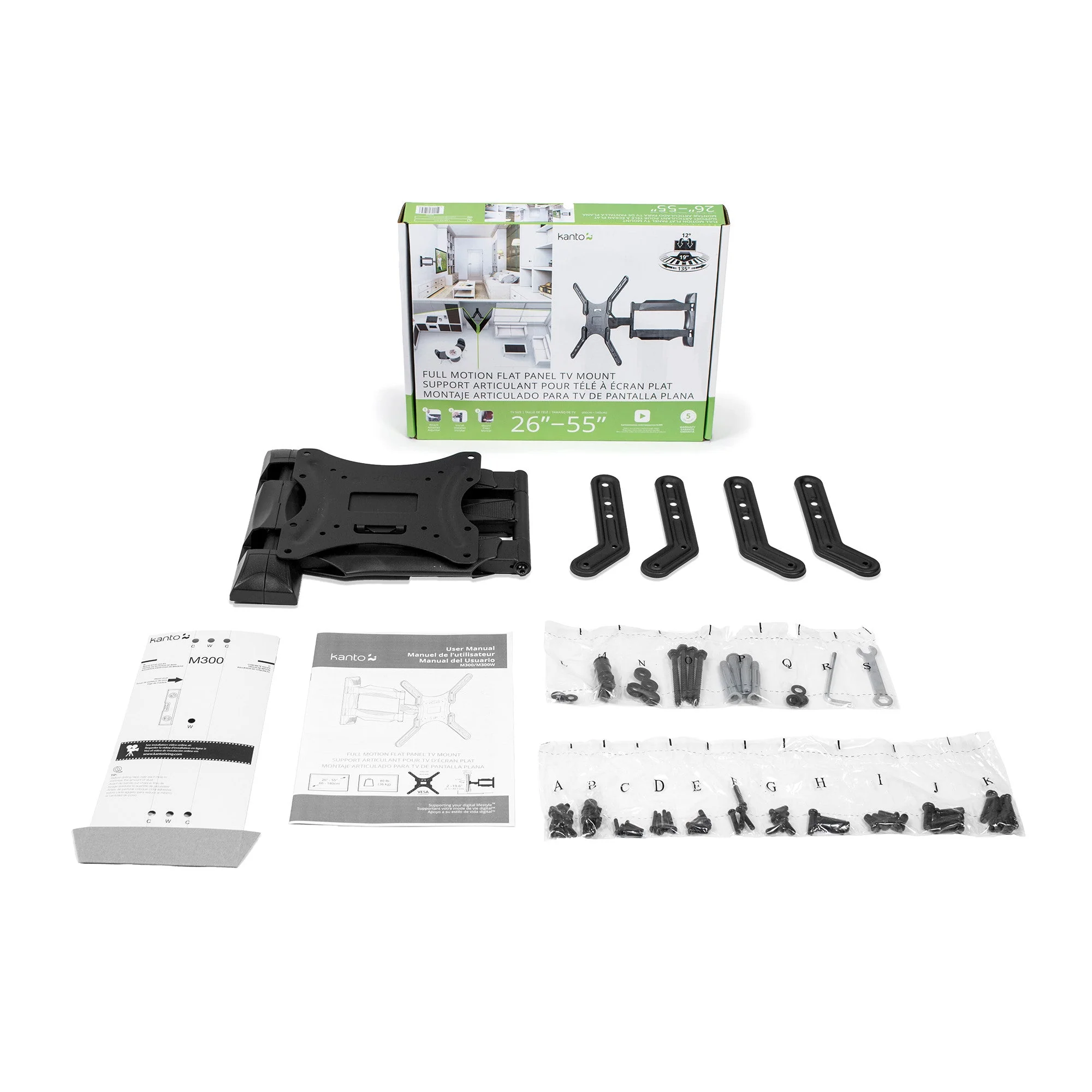 Kanto M300 Full Motion Wall Mount for 26-55 inch TVs Black - Image 10