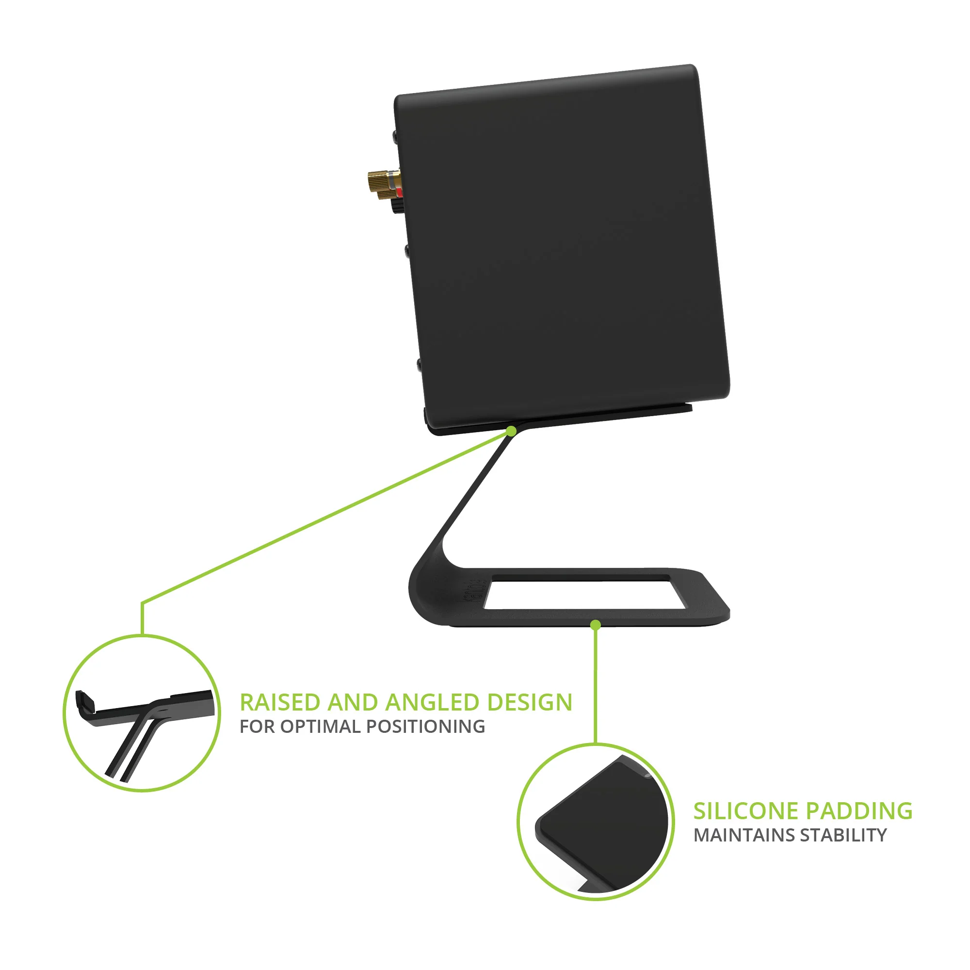 Kanto ORA 100W Powered Reference Desktop Speakers with Bluetooth & SE2 Speaker Stands Package Black - Image 13