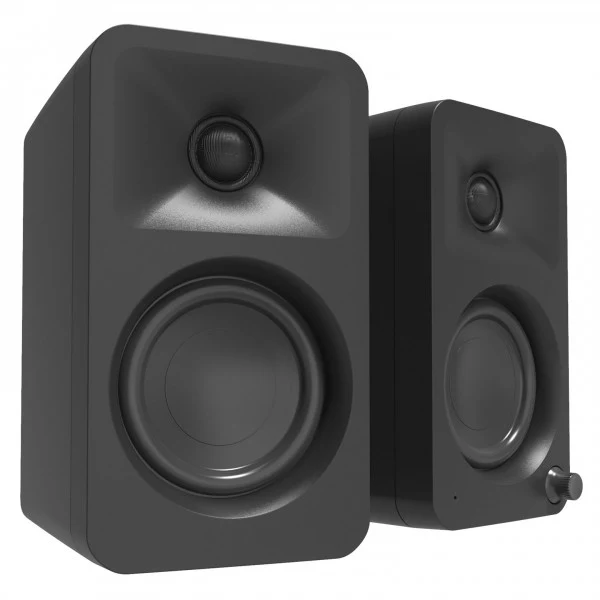 Kanto ORA 100W Powered Reference Desktop Speakers with Bluetooth & SE2 Speaker Stands Package Black - Image 3
