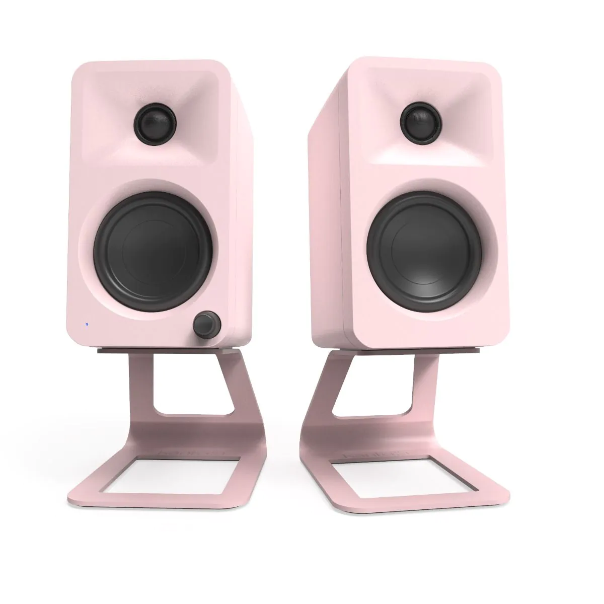 Kanto ORA 100W Powered Reference Desktop Speakers with Bluetooth & SE2 Speaker Stands Package Pink - Image 2