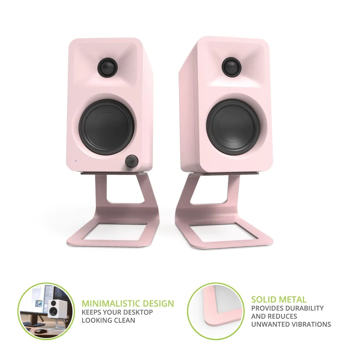 Kanto ORA 100W Powered Reference Desktop Speakers with Bluetooth & SE2 Speaker Stands Package Pink - Image 7