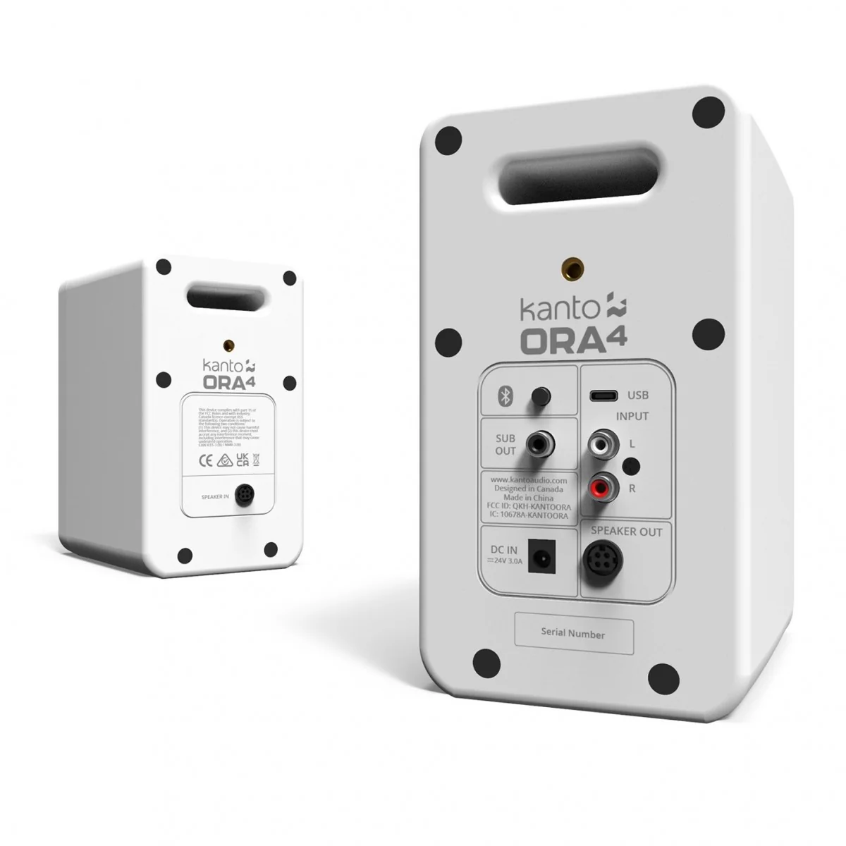 Kanto ORA 100W Powered Reference Desktop Speakers with Bluetooth & SE2 Speaker Stands Package White - Image 5