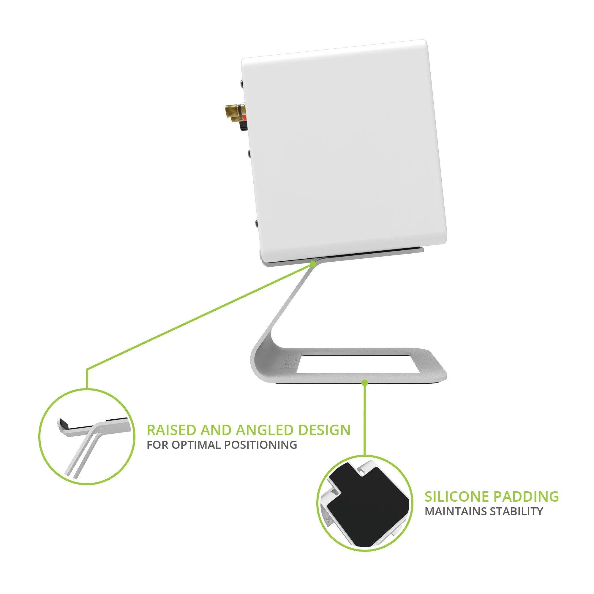 Kanto ORA 100W Powered Reference Desktop Speakers with Bluetooth & SE2 Speaker Stands Package White - Image 8