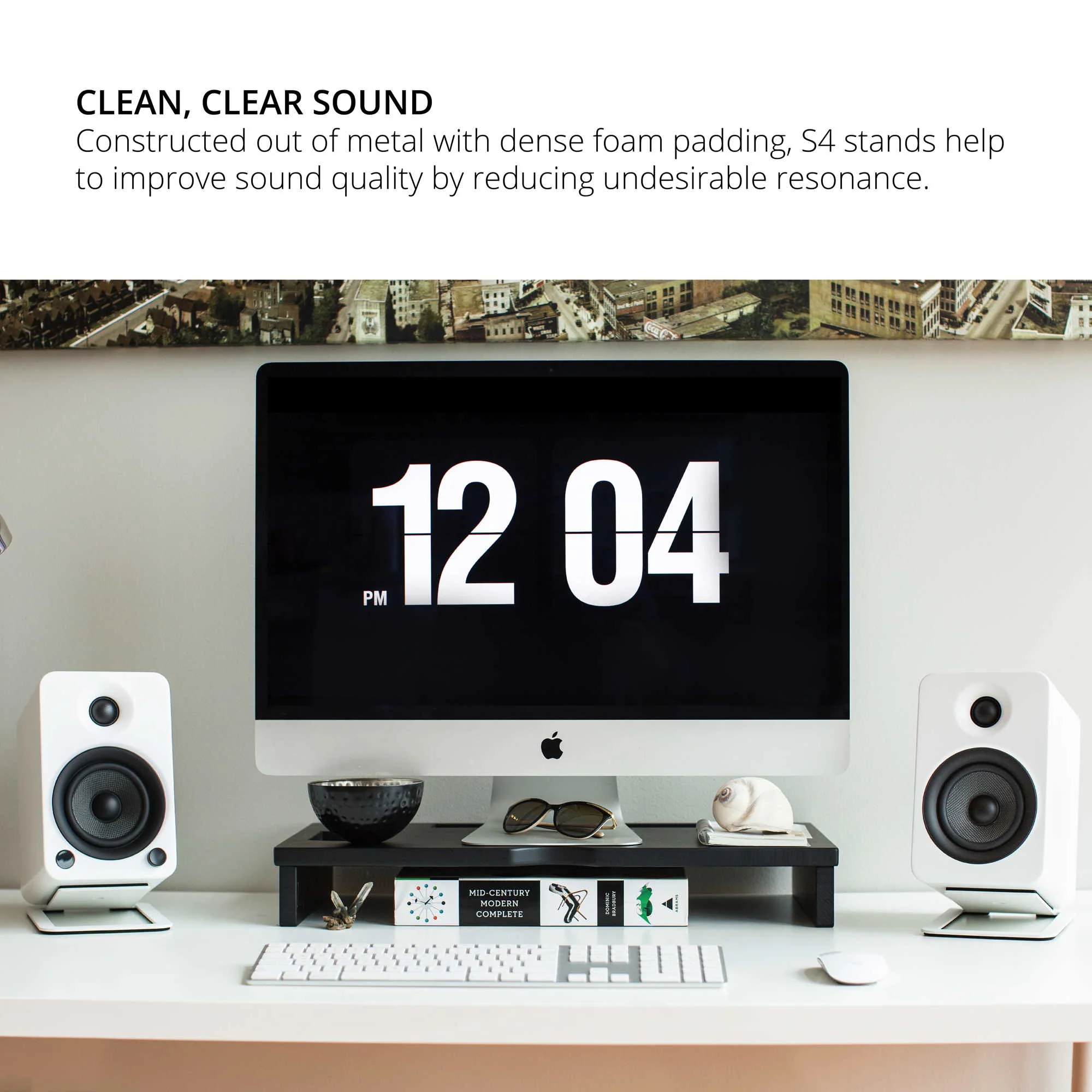 Kanto ORA4 140W Powered Reference Desktop Speakers with Bluetooth & S4 Tilted Speaker Stands White - Image 9