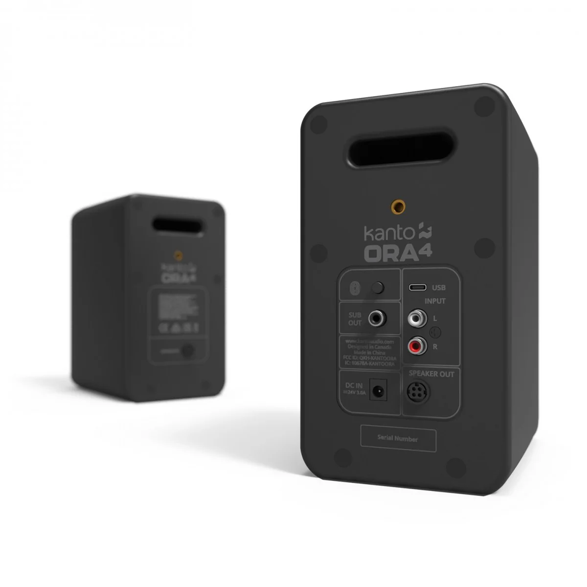 Kanto ORA4 140W Powered Reference Desktop Speakers with Bluetooth & SE4 Elevated Speaker Stands Black - Image 5