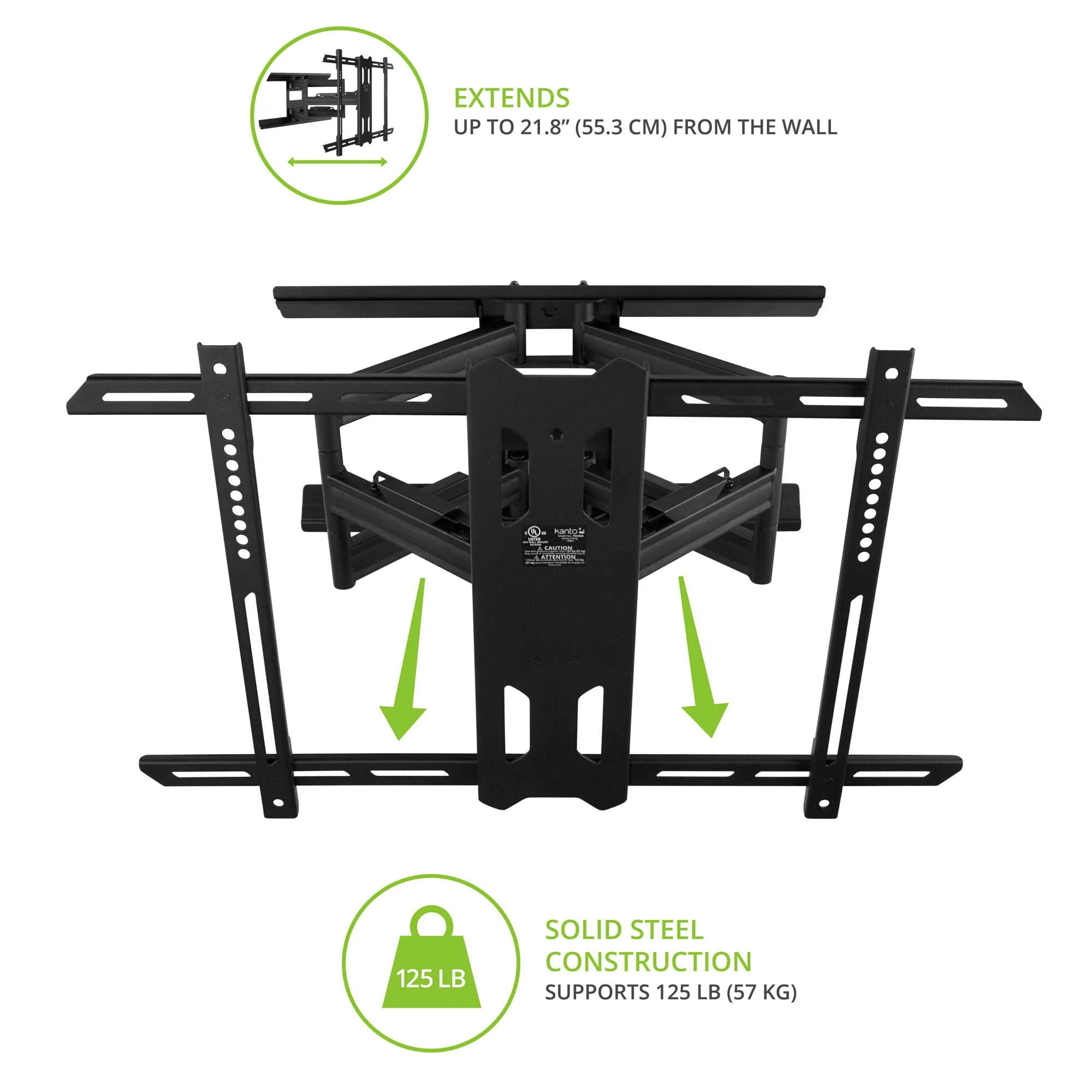 Kanto PDX650 Full Motion TV Wall Mount for 37 to 75 inch TVs Black - Image 3