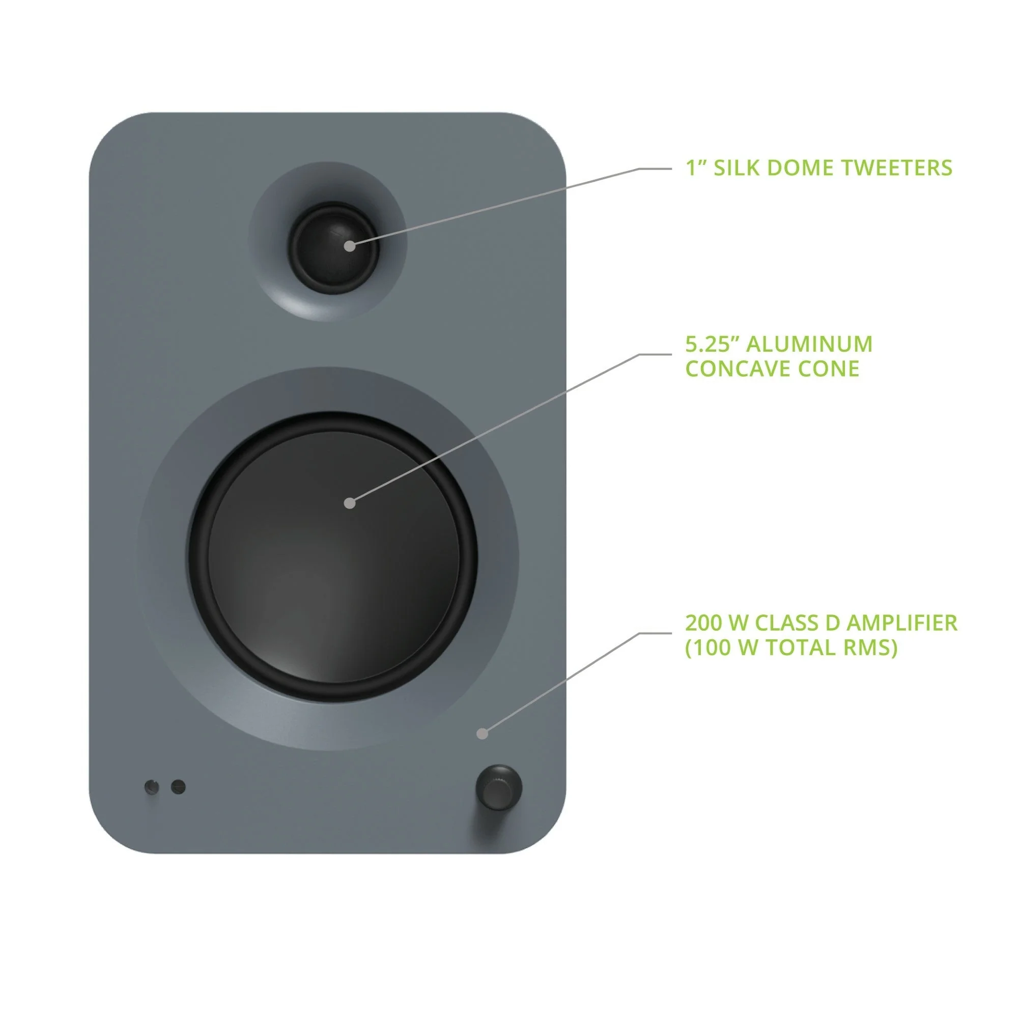 Kanto REN 200W Powered Bookshelf Speakers Pair with HDMI ARC USB-C and Bluetooth 5.3 - Matte Grey - Image 10