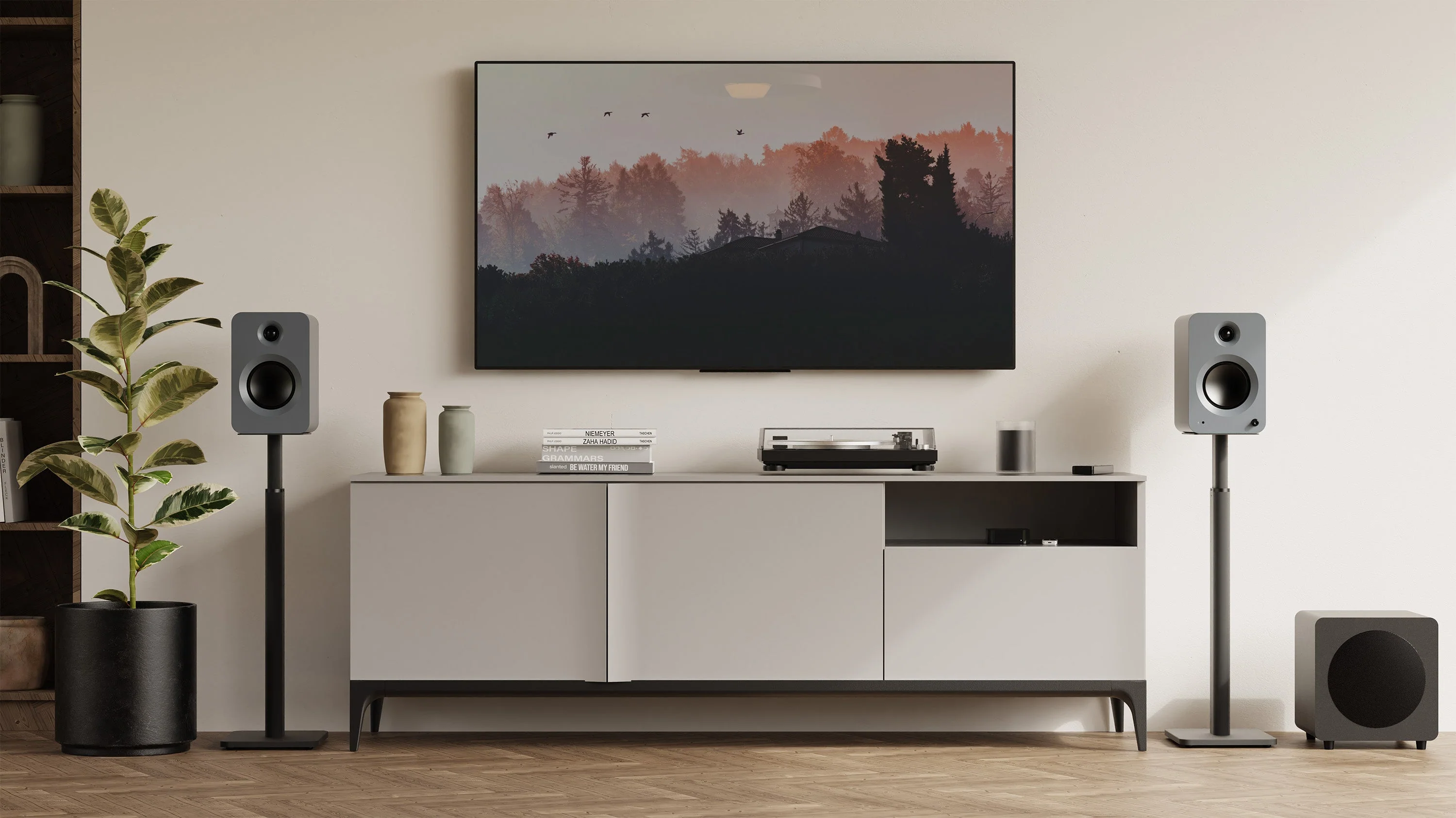 Kanto REN 200W Powered Bookshelf Speakers Pair with HDMI ARC USB-C and Bluetooth 5.3 - Matte Grey - Image 7