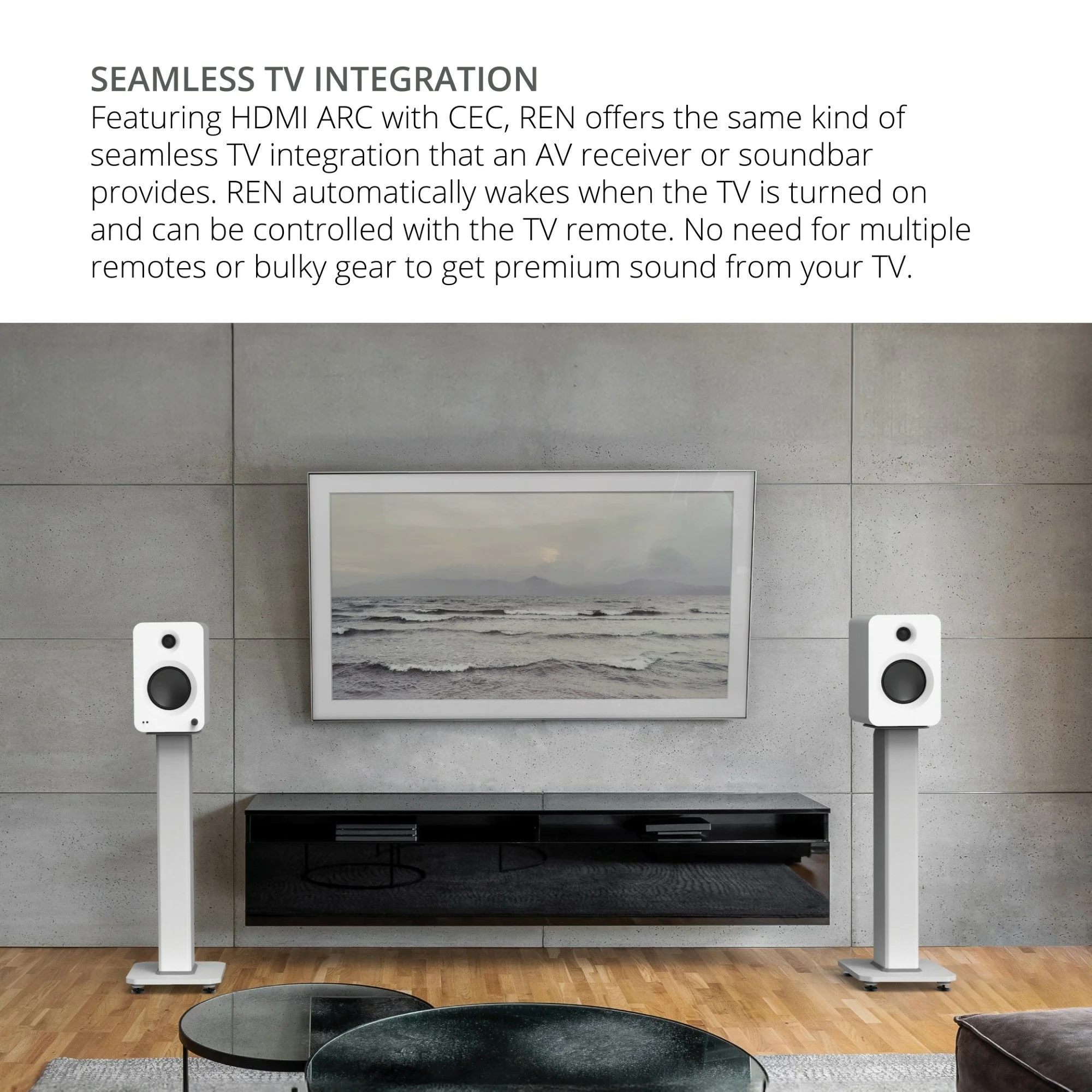 Kanto REN 200W Powered Bookshelf Speakers Pair with HDMI ARC USB-C and Bluetooth 5.3 - Matte White - Image 10