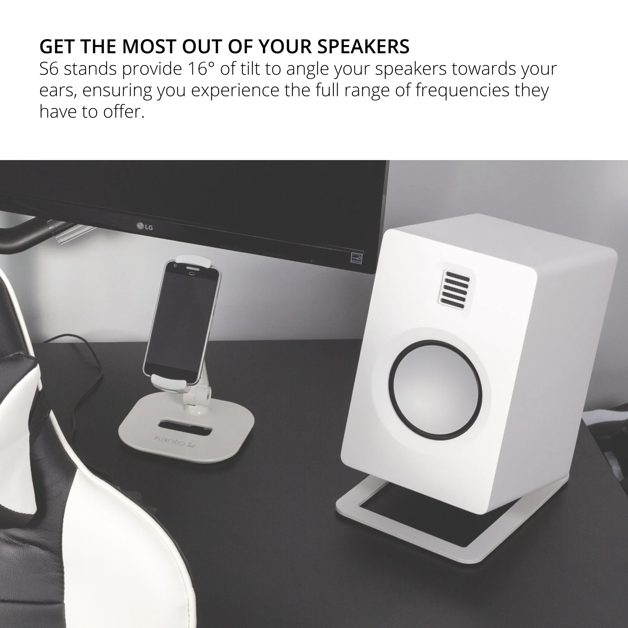 Kanto S6 Large Desktop Speaker Stands White - Image 10