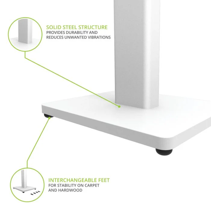 Kanto ST28 Speaker Stands Pair 28 Inch with MDF Base White - Image 3