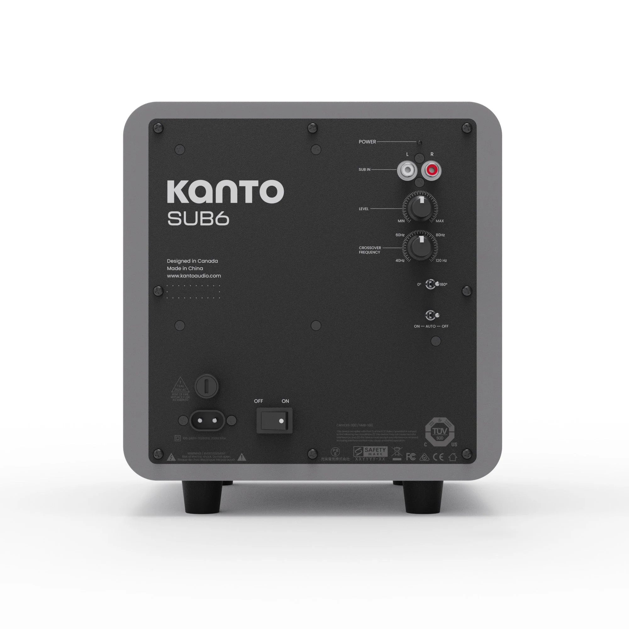 Kanto SUB6 200W 6 Inch Vinyl Subwoofer - Matte Grey - Image 5