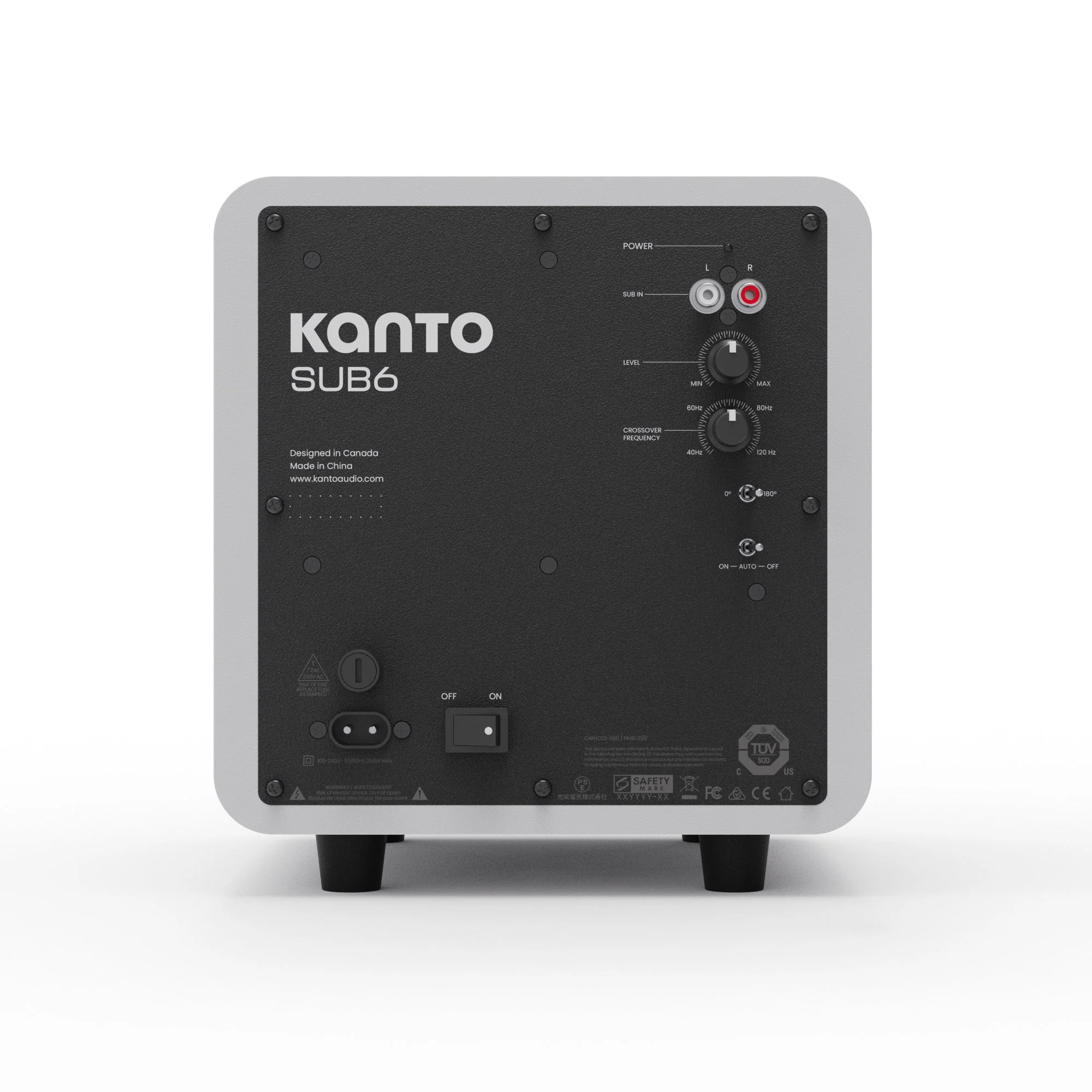 Kanto SUB6 200W 6 Inch Vinyl Subwoofer - Matte White with Black Grill - Image 5