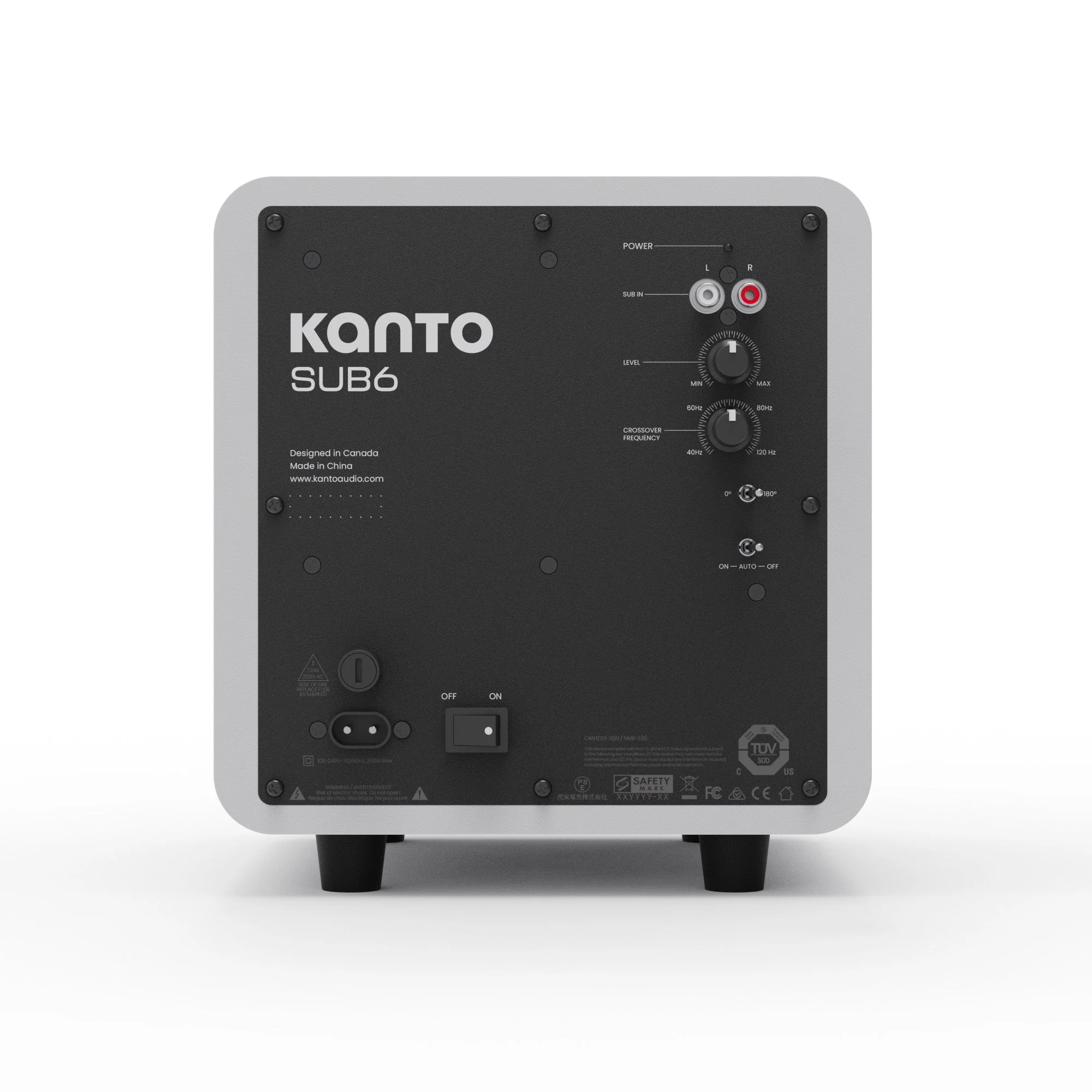 Kanto SUB6 200W 6 Inch Vinyl Subwoofer - Matte White with White Grill - Image 5