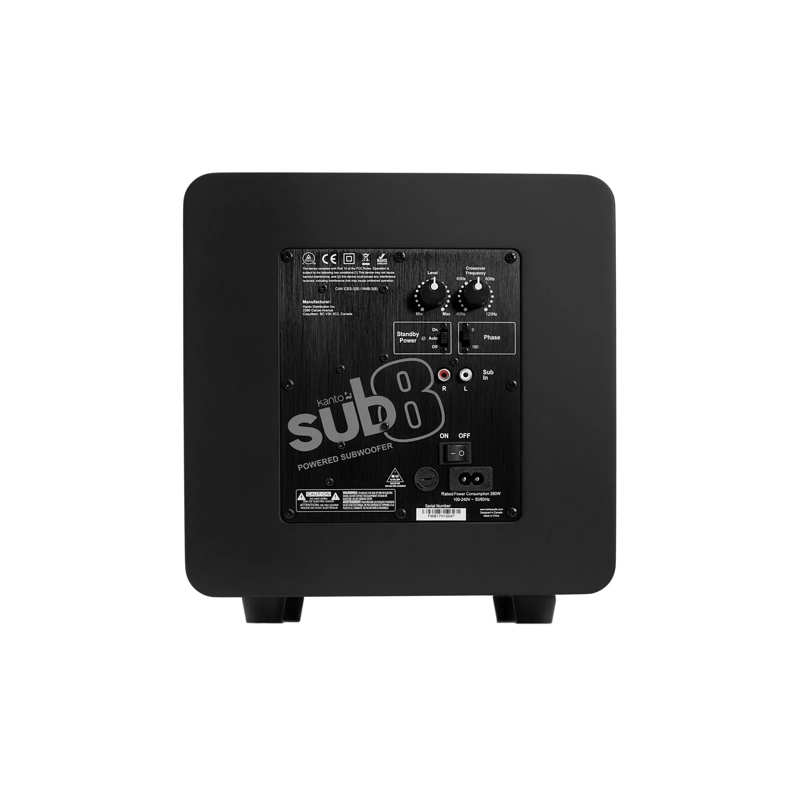 Kanto SUB8 Vinyl Subwoofer Matte Black - Image 6