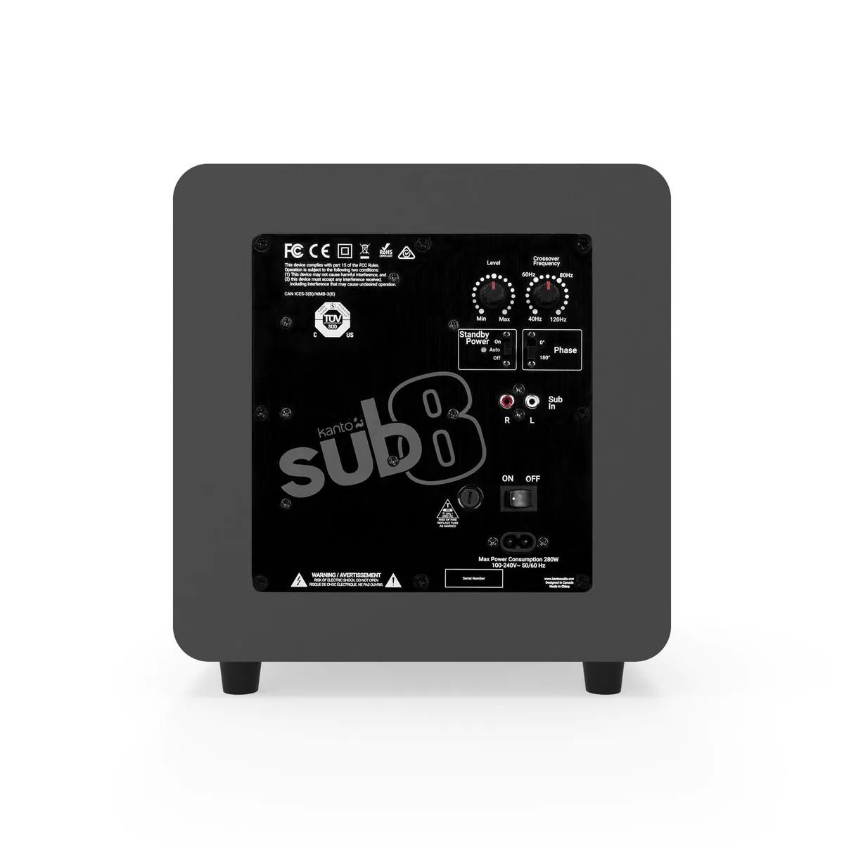 Kanto SUB8 Vinyl Subwoofer Matte Grey - Image 2