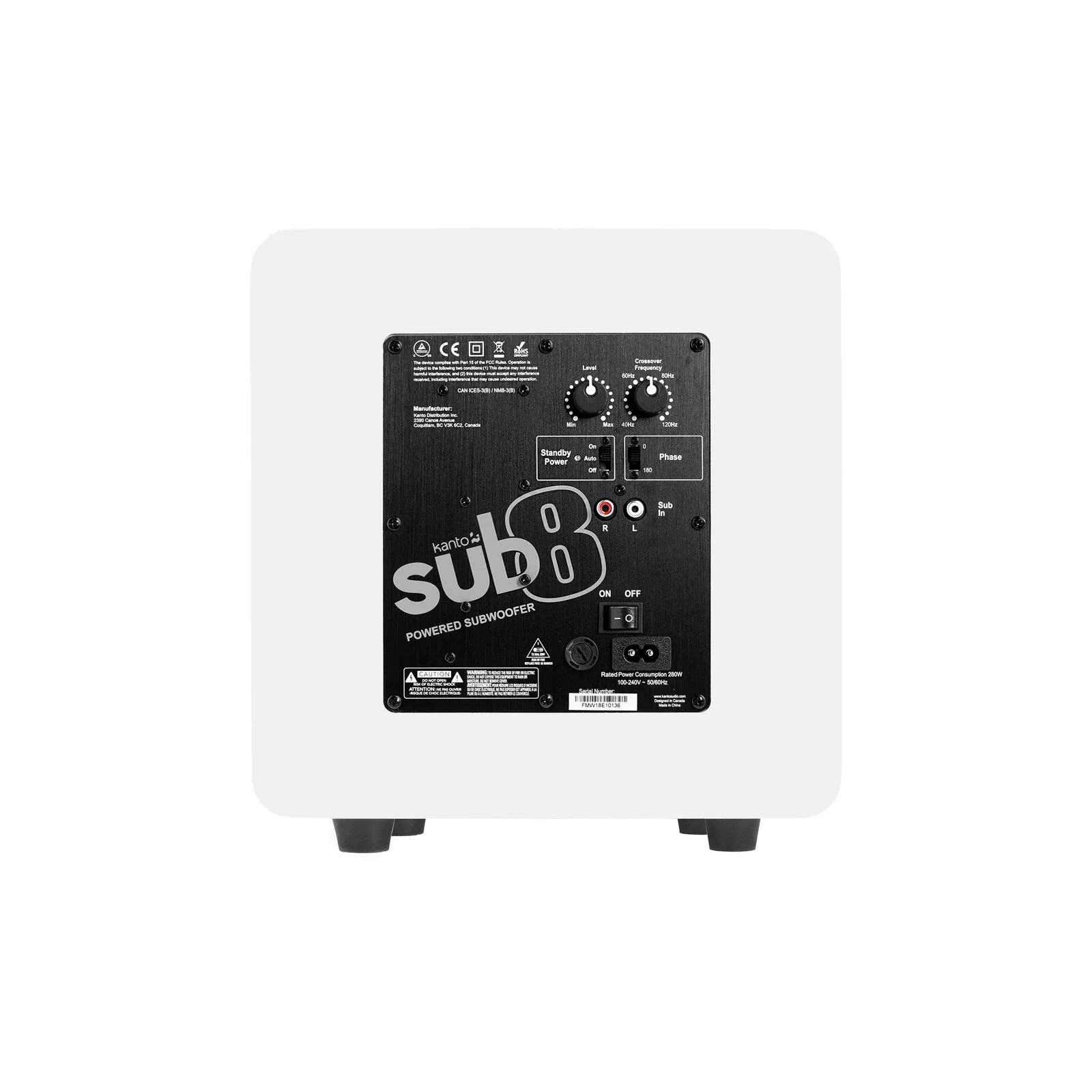 Kanto SUB8 Vinyl Subwoofer Matte White - Image 6