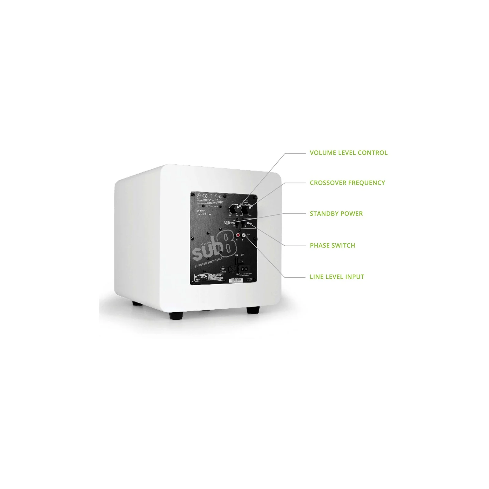 Kanto SUB8 Vinyl Subwoofer Matte White - Image 8