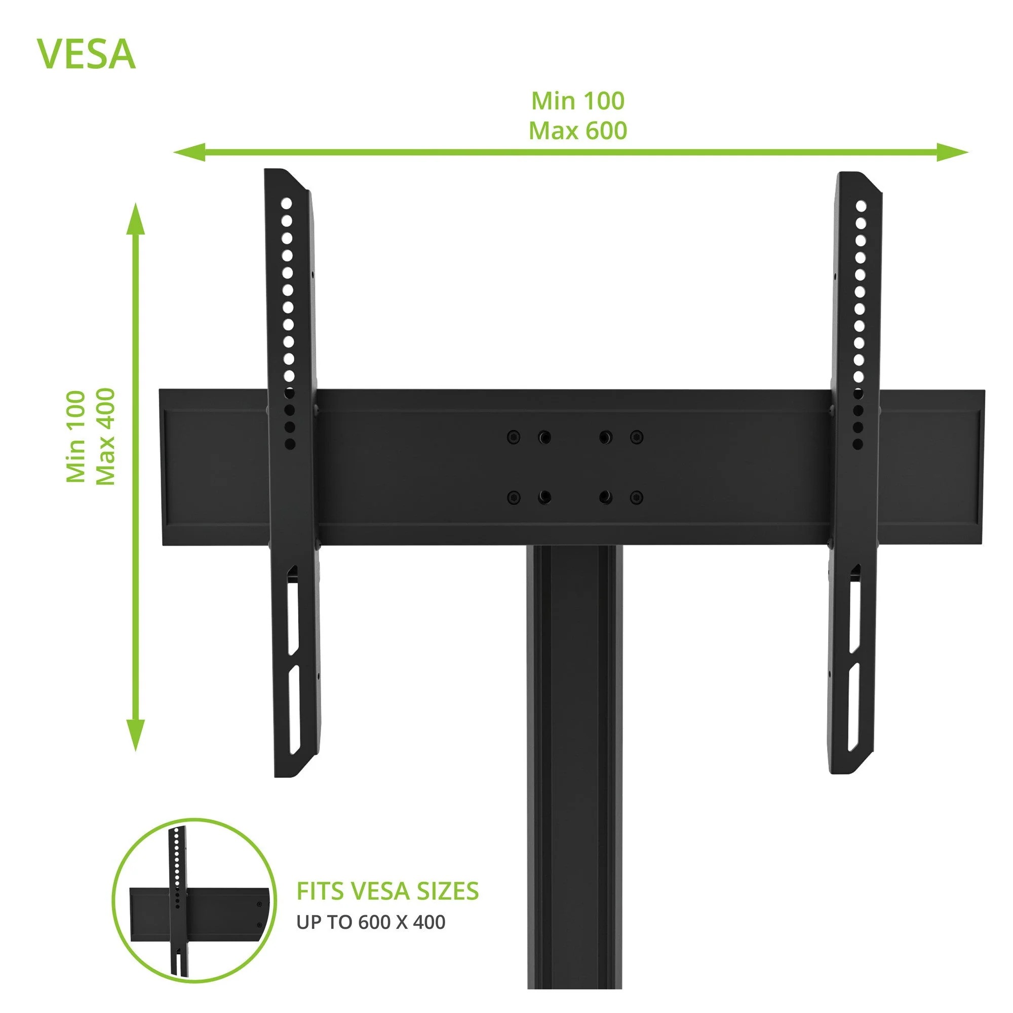 Kanto TTS100 Universal Tabletop TV Stand for 37 to 65 inch TVs Black - Image 2