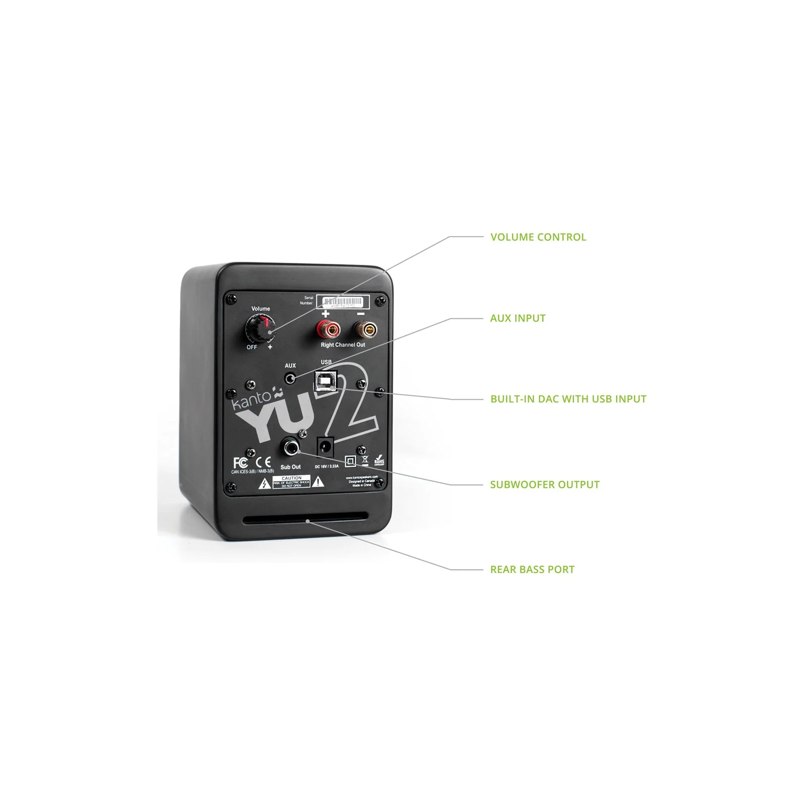 Kanto YU2 Powered Desktop Speakers Matte Black - Image 5