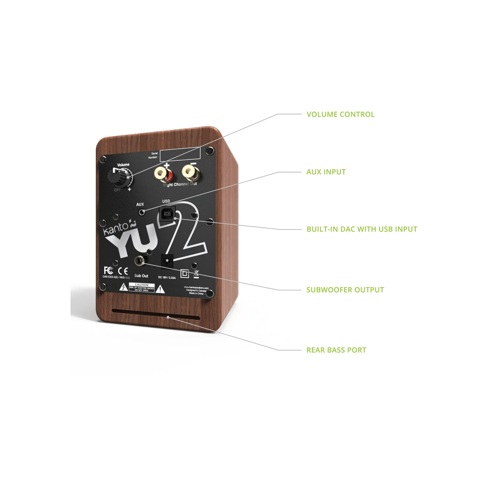 Kanto YU2 Powered Desktop Speakers Walnut - Image 6
