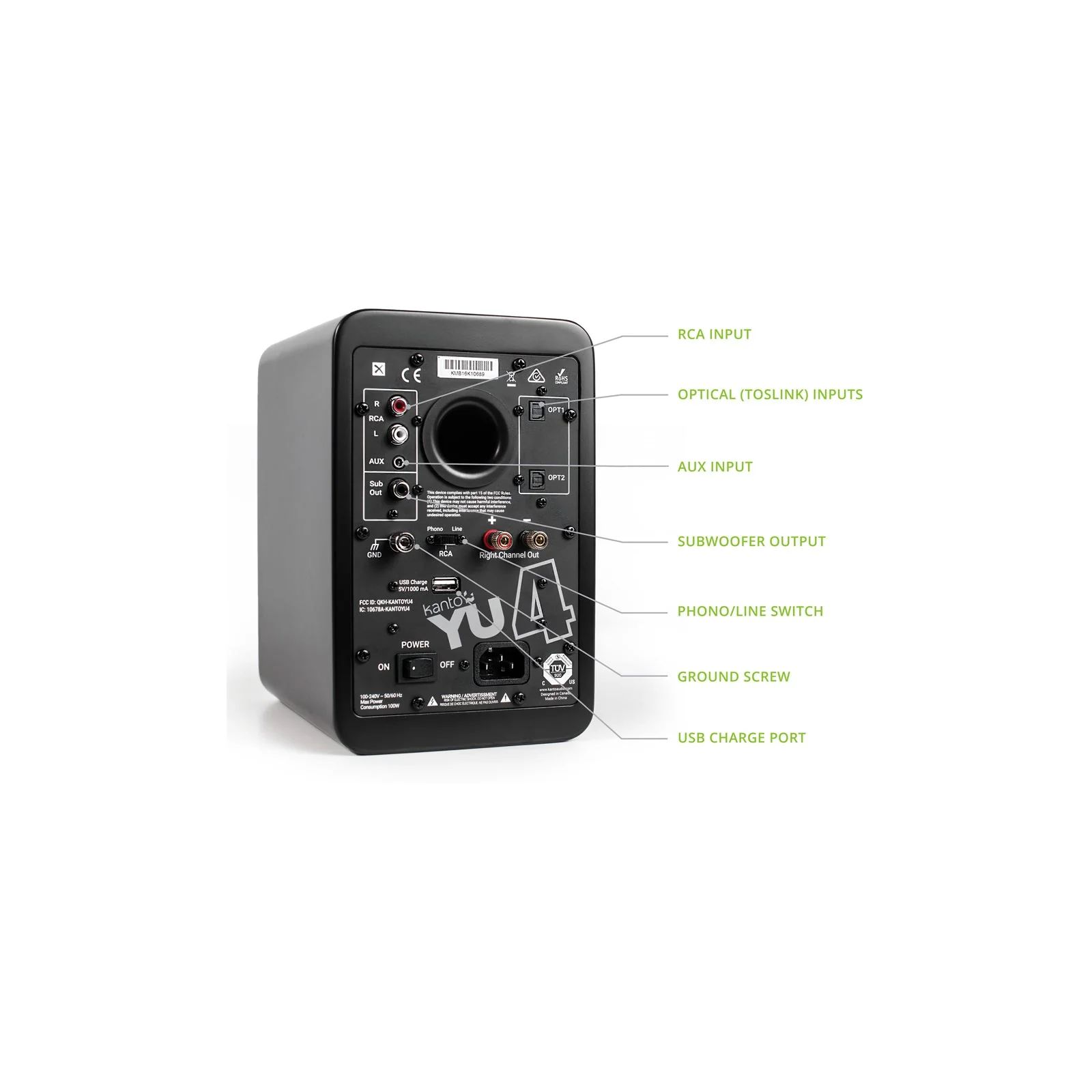 Kanto YU4 Powered Bookshelf Speakers With Bluetooth Matte Black - Image 4